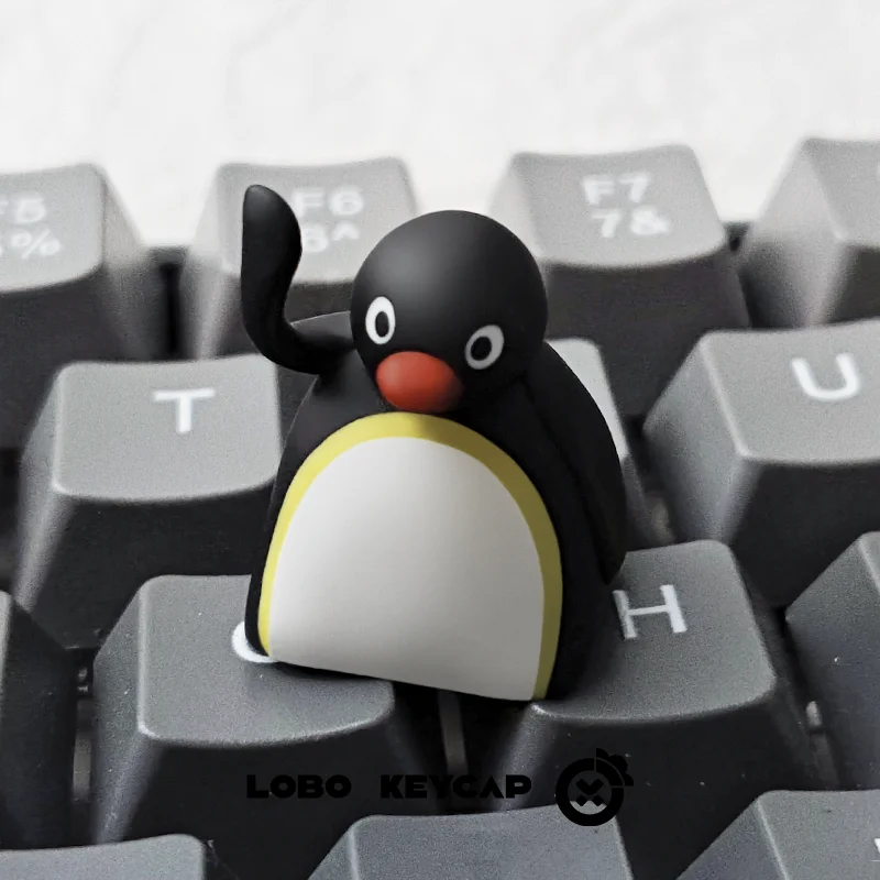 البطريق شخصية لوبو Keycap واحد Kawaii الراتنج Pingu غطاء لوحة المفاتيح الميكانيكية مخصص استبدال مرفق Esc Oem الهدايا