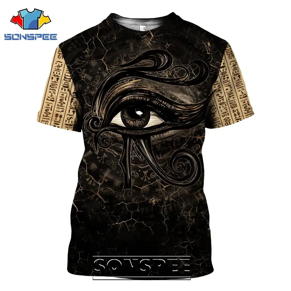 2022 Summer Indian Casual 3D Printed Egyptian Symbol Eye of Horus T Shirt Men\'s Women\'s Short Sleeve Shirt