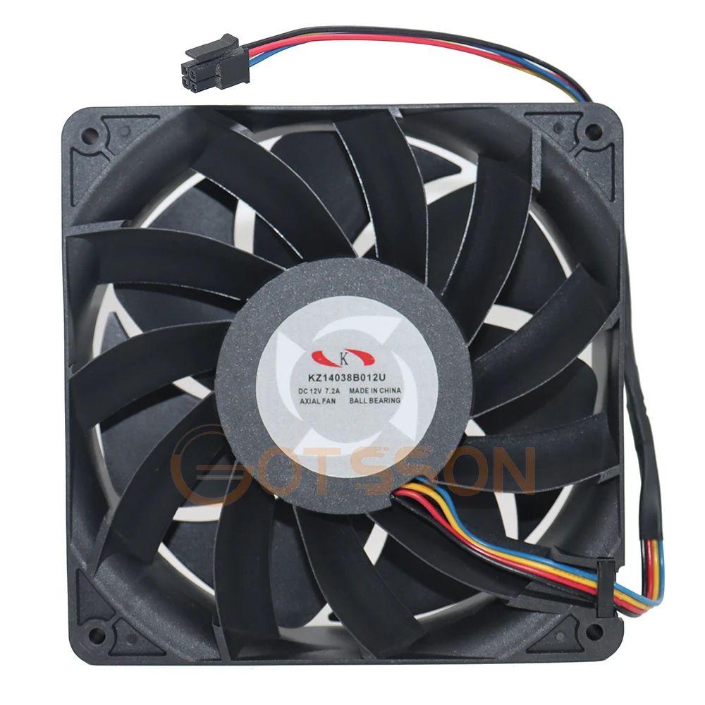 Zupełnie nowy wentylator Whatsminer M20 M21 D1 D3 M10 Cooler 4pin 14038 Fan KZ14038B012U 12V 7.2A M30 M31 M32 M50 Miner Cooling Fan 2x2Pin