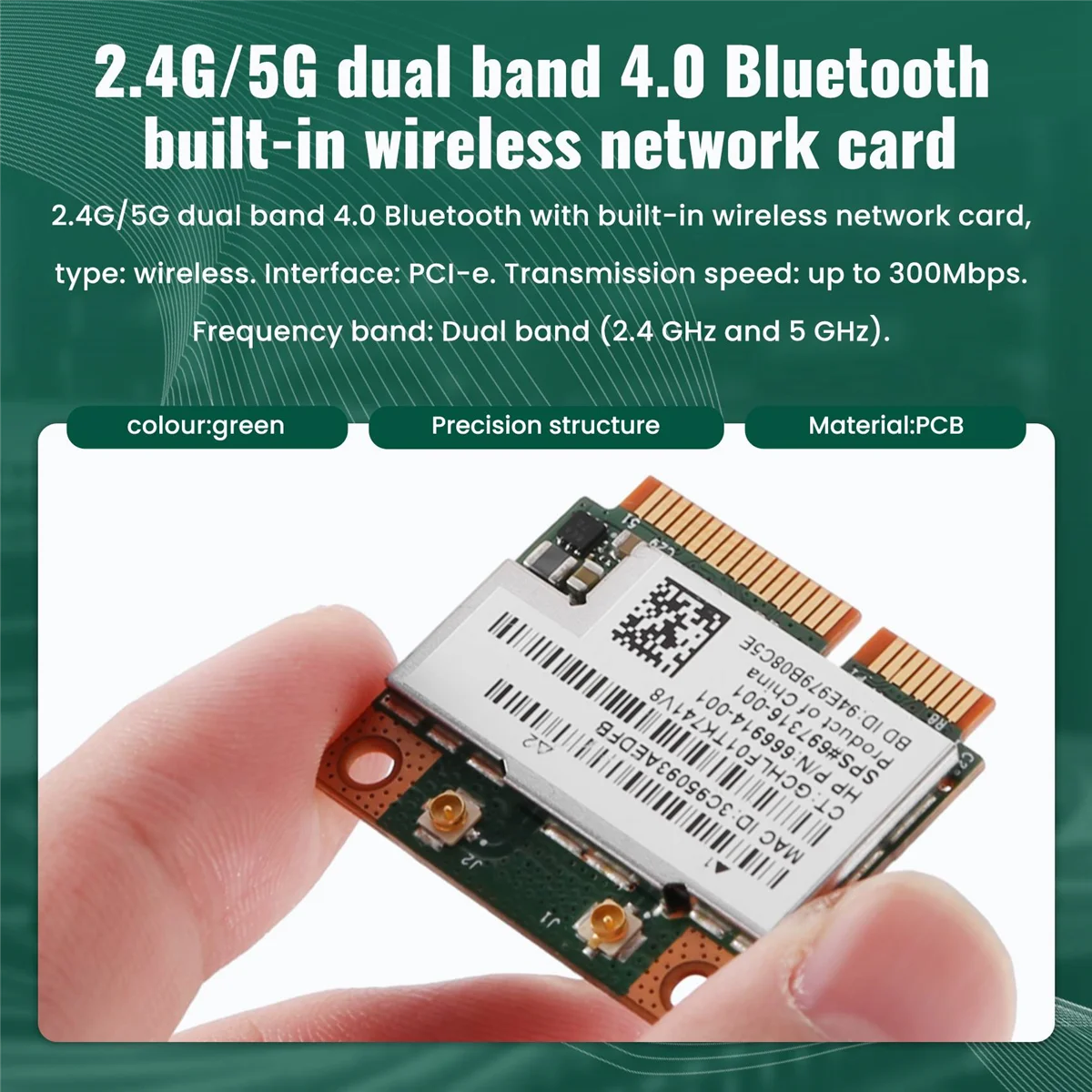 Dual Band 2.4+5G 300M 802.11A/B/G/N Wifi Bluetooth 4.0 Wireless Half Mini Pci-E Card For Hp Bcm943228Hmb Sps 718451-001