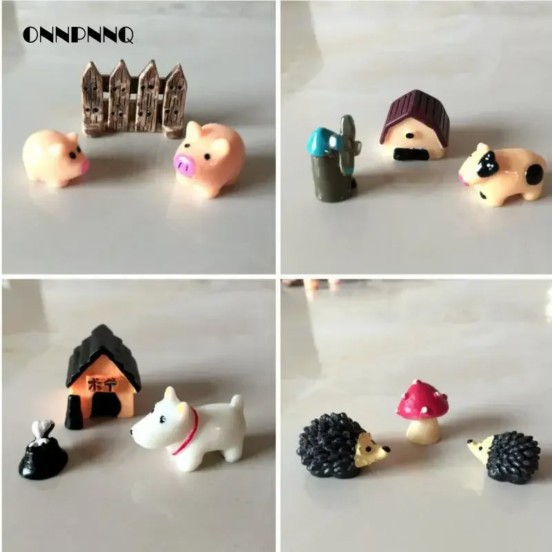 3pcs/set Kawaii Cartoon Animal Mini Pig Resin Dolls Miniature Garden Creative Miniatures Landscape Garden Decorationcrafts