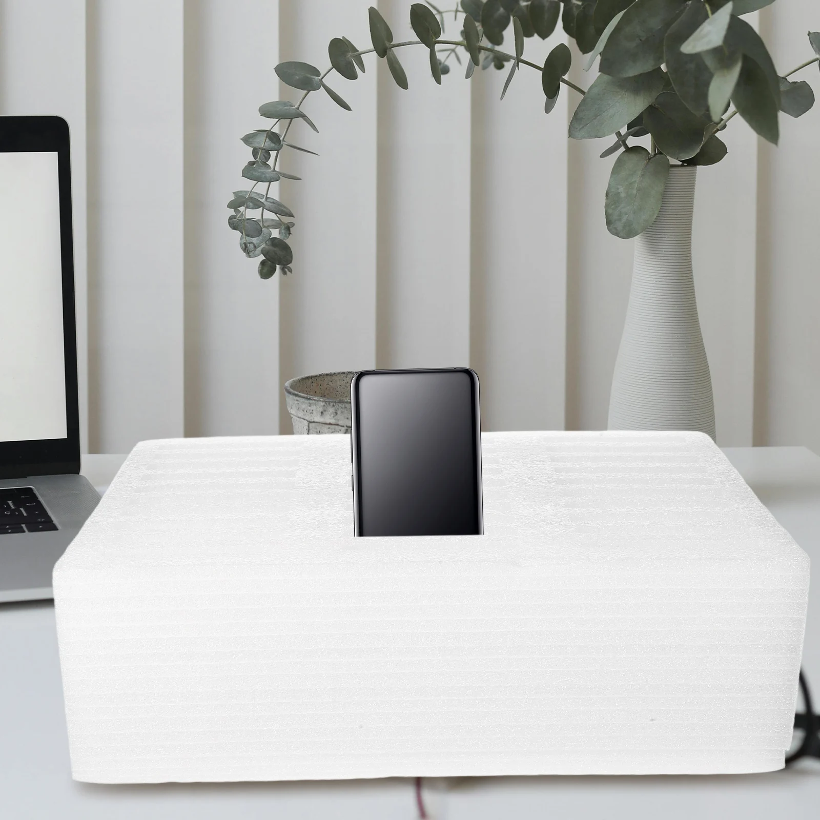 

White Pearl Cotton Phone Storage Box 30 Compartments Classroom Office Desk Mobile Organizer Device Management Cell Phone Holder