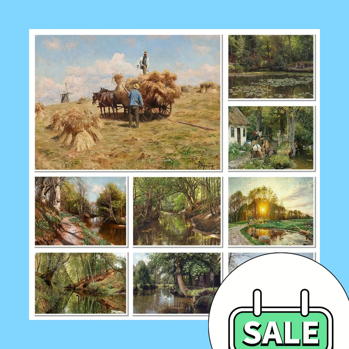 Natural Scenery Canvas Paintings Rural Sunset Sea Landscape HD Posters And Prints Wheat Field Wall Art Picture Room Home Deco