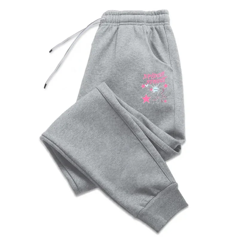 

Men's Solid Color Reinforced Sweatpants Winter Ready Joggers Adjustable Drawstring Waist Casual Warm Street Trousers For Him