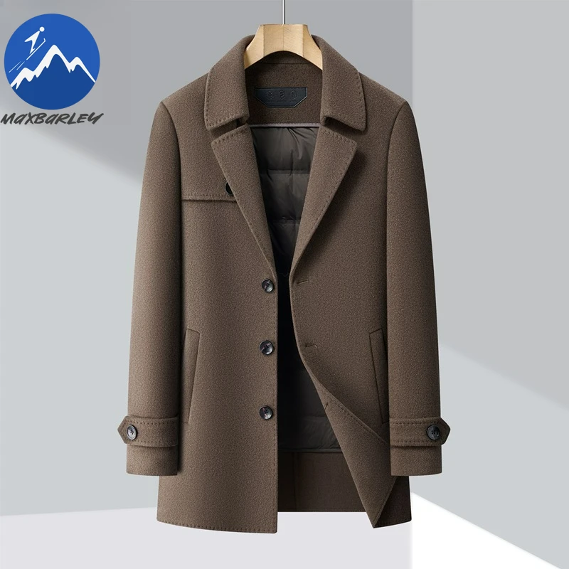 معطف صوفي للرجال من Maxbarley سميك للعمل في الهواء الطلق، سترات مبطنة دافئة من ريش الإوز، سترات شتوية خفيفة الوزن للسفر