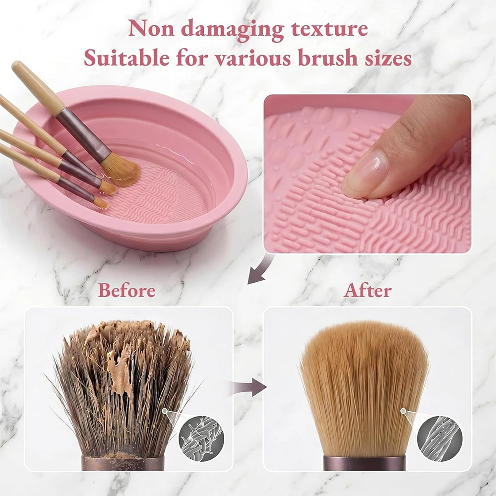 Foldable Silicone Makeup Brush Cleaner Bowl Portable Cosmetic Brush Cleaning Deep Clean Brushes Powder Puff Sponge Washing Tool - view 4