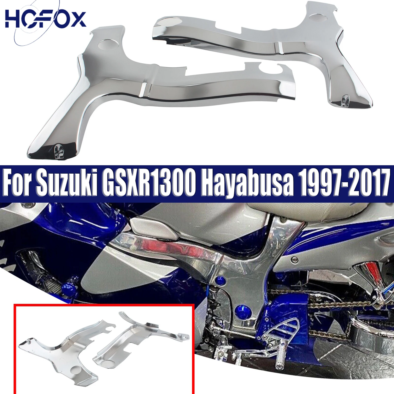 

For Suzuki GSXR1300 Hayabusa 1997-2017 Black Chrome L&R Frame Cover Motorcycle Accessories