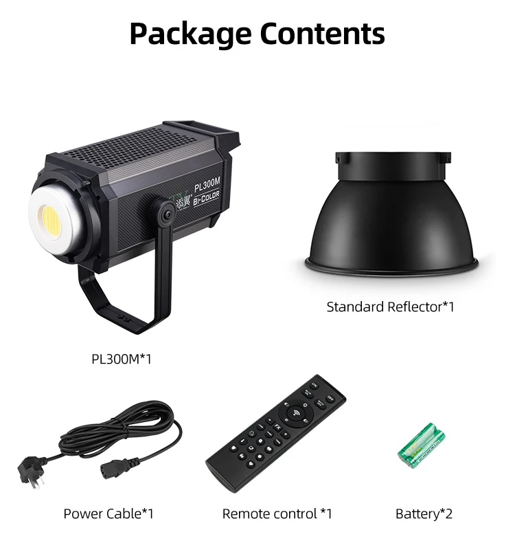 LED COB 300W Video Camera Fill Light 2700-7500K CRI95+ Remote Control Photographic Light for Studio