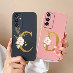 Simple Case For Samsung A15 4G 5G Rose Letter Mask Soft Liquid Silicone Camera Protector For Samsung Galaxy A15 A 15 Back Cover