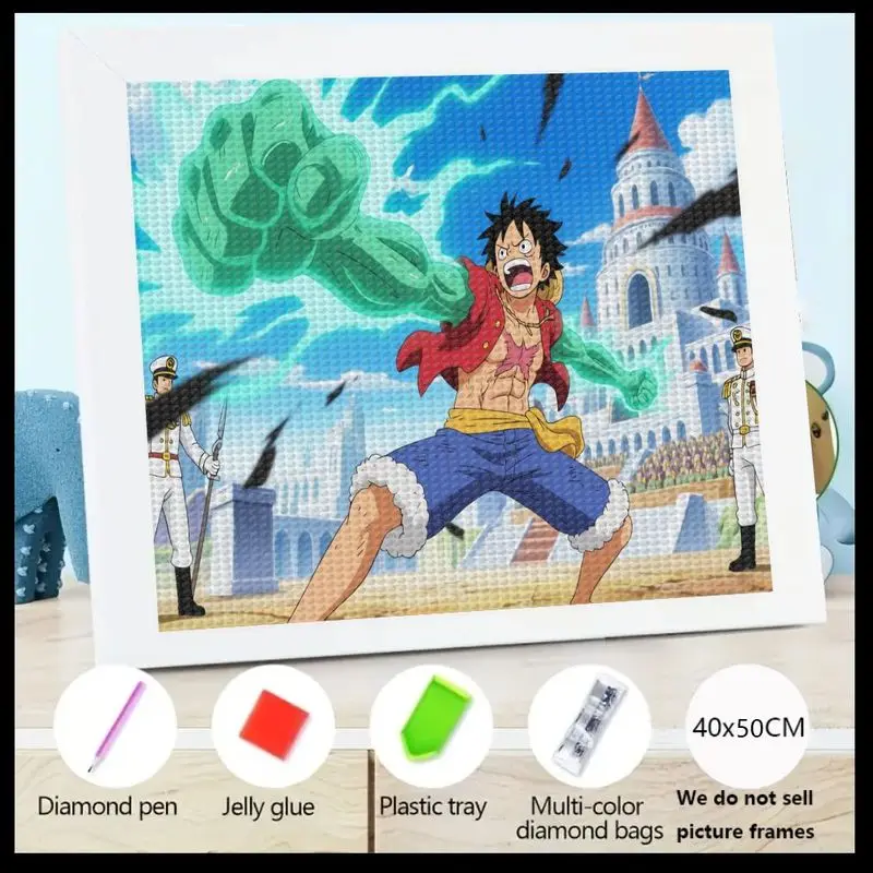 1 pieza nueva llegada One Piece Monkey D. Luffy Gear 4 Epic Battle 5D Kit de pintura de diamante, personaje de Manga de Anime de taladro completo DIY gema A