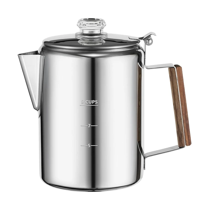 Coffee Percolators Stovetop For Camping, Percolator Coffee Pot Stainless Steel Coffee Maker Outdoors 9 Cup