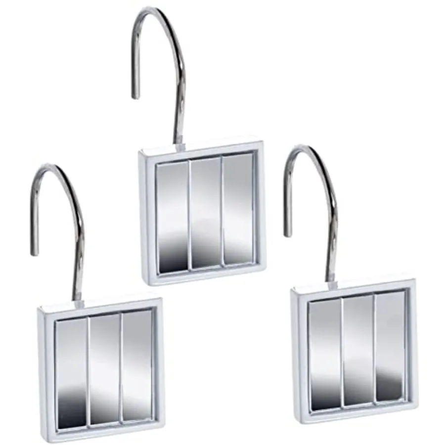 

Крючки для душевых занавесок с зеркальным белым покрытием - Набор из 12 прочных и долговечных колец для душевых занавесок - Декоративные, гладкие, с плавным скольжением