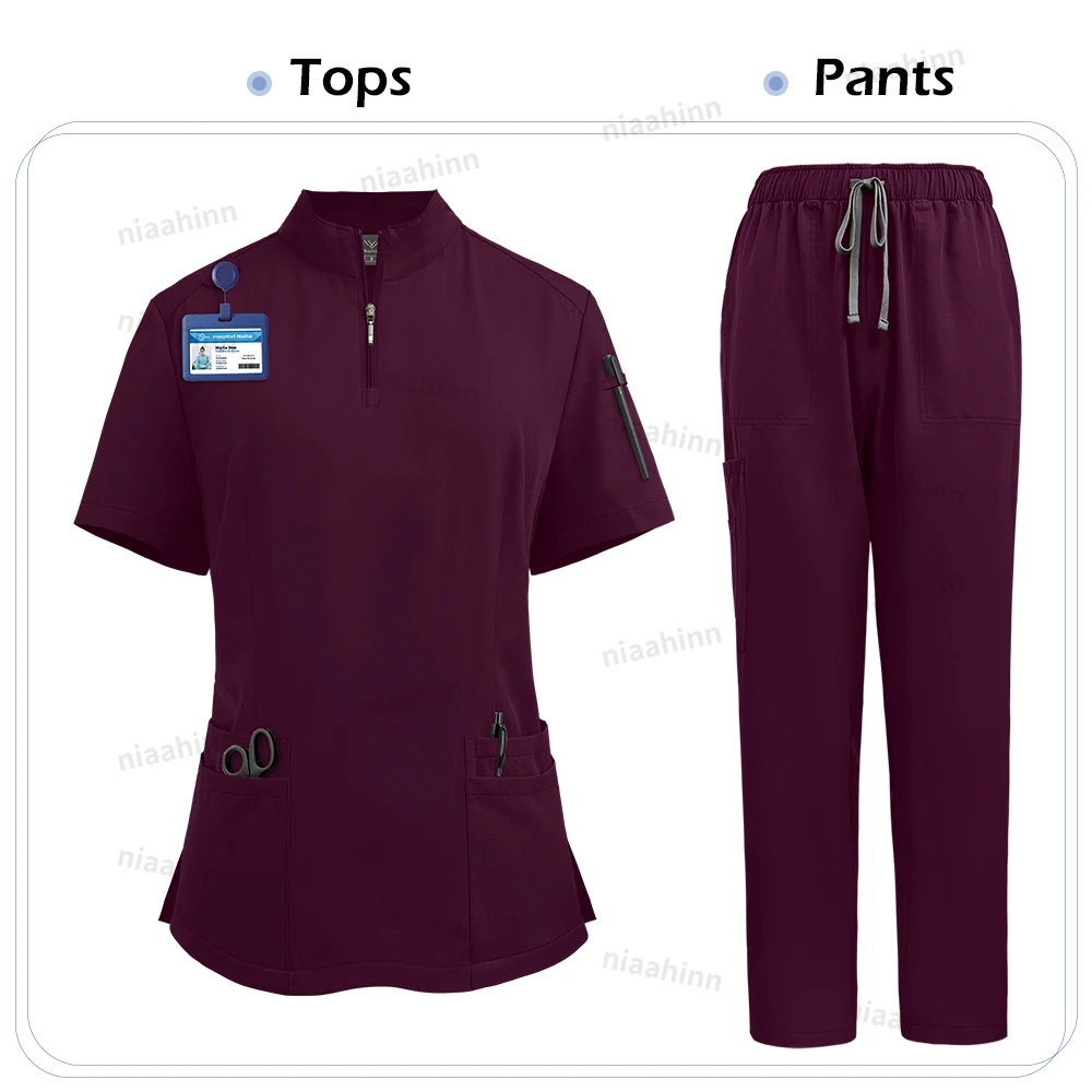 Niaahinn Scrub OP-Uniformen, medizinische Kleidung für Frauen, heißer Verkauf, mehrfarbig, Veterinärmedizin, Haustier, Krankenhaus, Zahnklinik, Arbeitskleidung – Detail 14