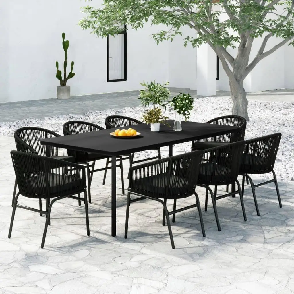 

Elegant Black Garden Dining Set for Outdoor Patio Furniture Weather Resistant 7 Piece Table and Chair Set