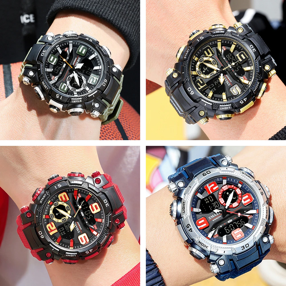 New Military Wrist Watches For Men SMAEL Brand 1921 Dual Time Zone Waterproof 50M Stopwatch Sport Watches 2023