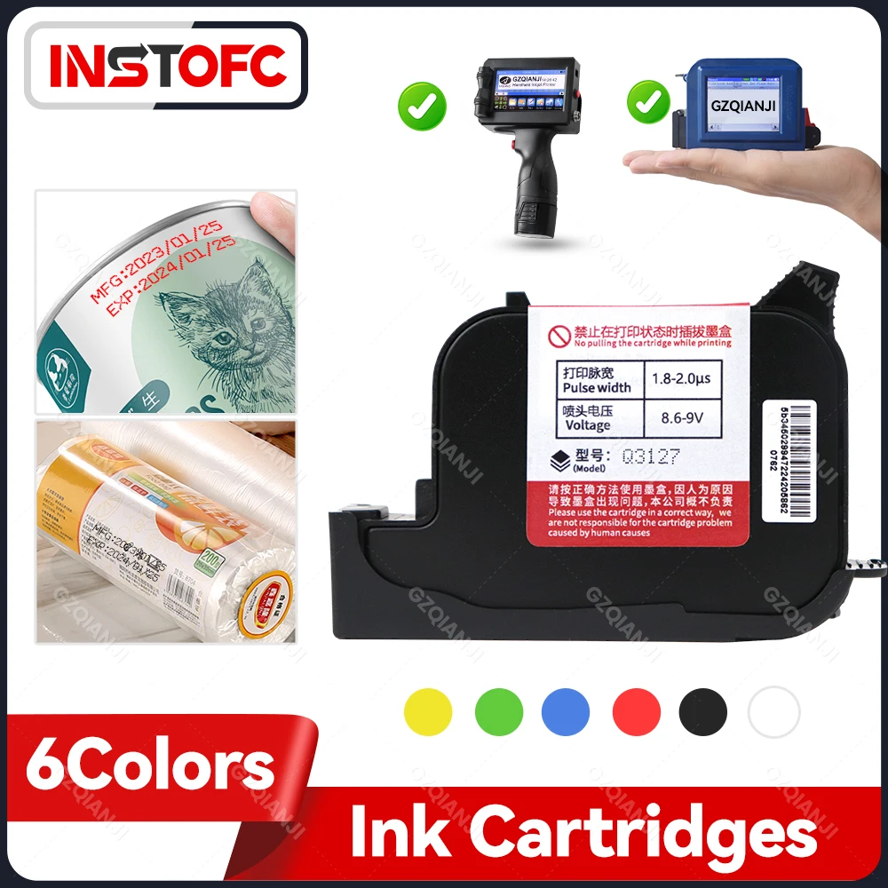Mini Cartuchos de Tinta Portáteis Cor Preta Jato de Tinta Portátil Lote qr Barcode Logotipo Numérico Impressora de Etiquetas Data 127 Mm254 mm