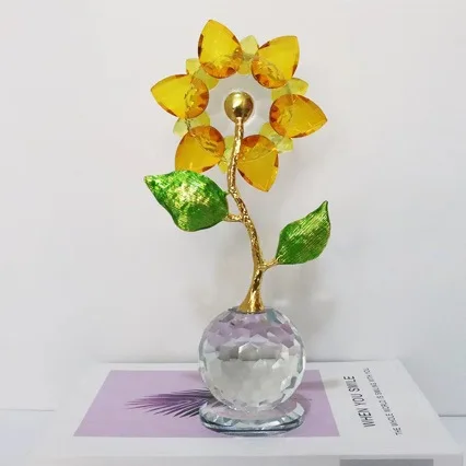 YFY sunflower crystal glass ornament handicraft desktop study decoration birthday gift