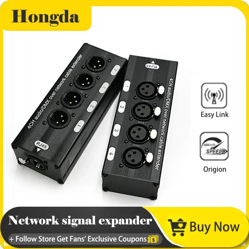 Network signal extender 4 XLR light conversion digital network cable to analog signal distribution audio video transmission box