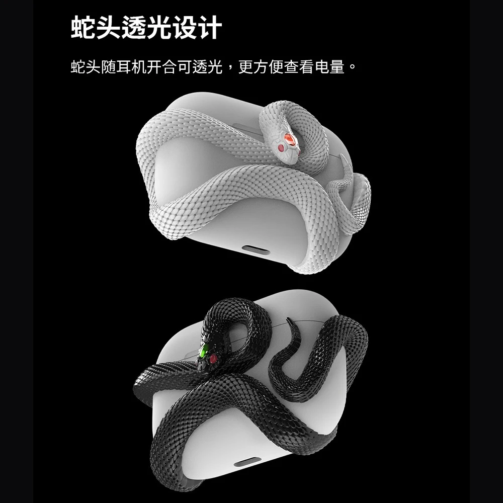 XASECASE Snake Airpods Case Wireless Earphone Case Resin Air Pods Pro 2 Earphone Case Customized Airpods 3 Early Halloween Gift