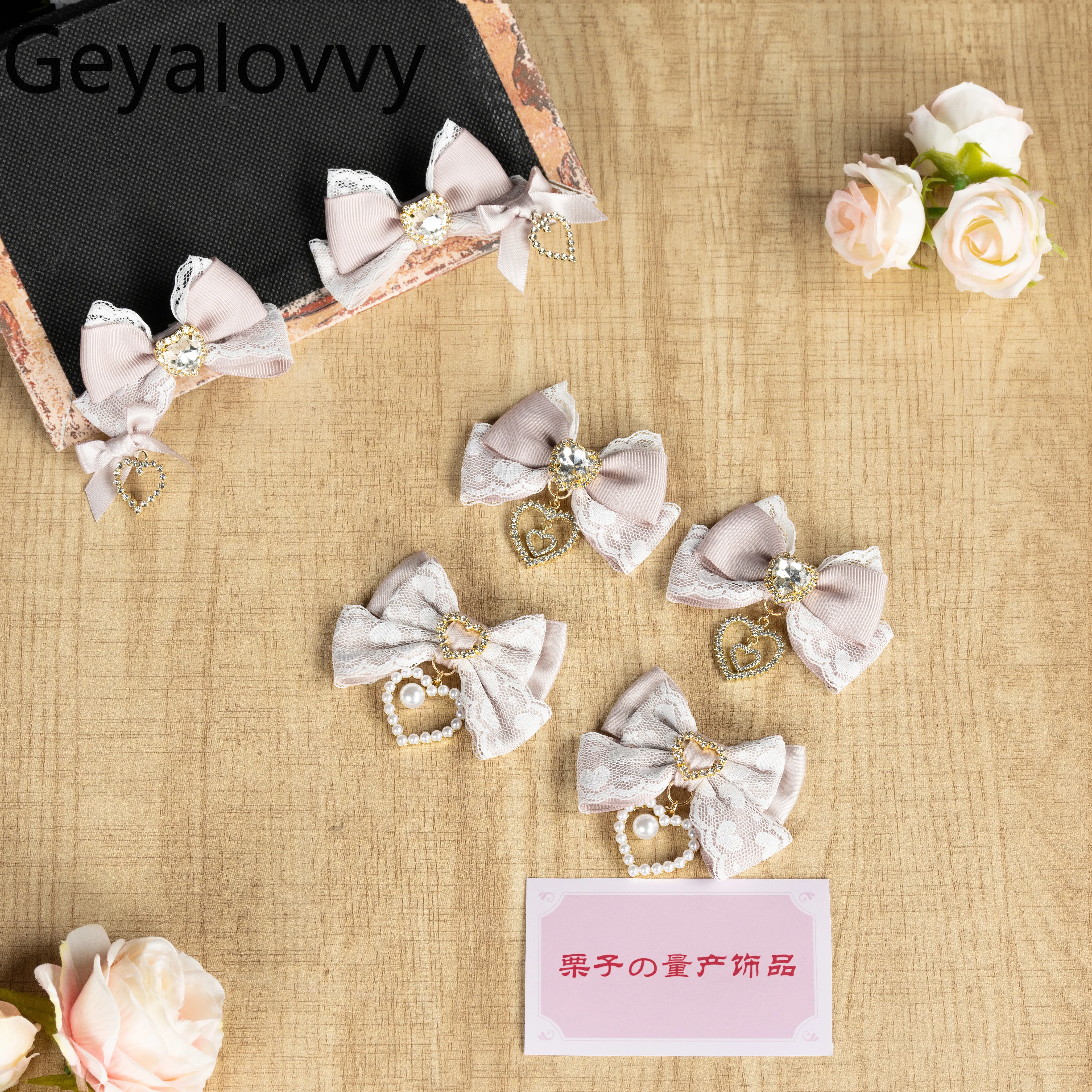 

Lolita Accessories for Girls Mass-Produced Heart Lace Mini 3D Bow Hairclip Versatile Cute and Sweet Women's Hair Accessory