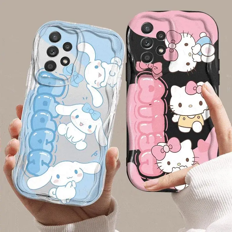 Sanrio Cinnamoroll Hello Kitty Phone Case for Samsung Galaxy A21s A50 A51 A71 A30 A31 A11 A10 A20 A02s A03 A04s A05s Wavy Soft