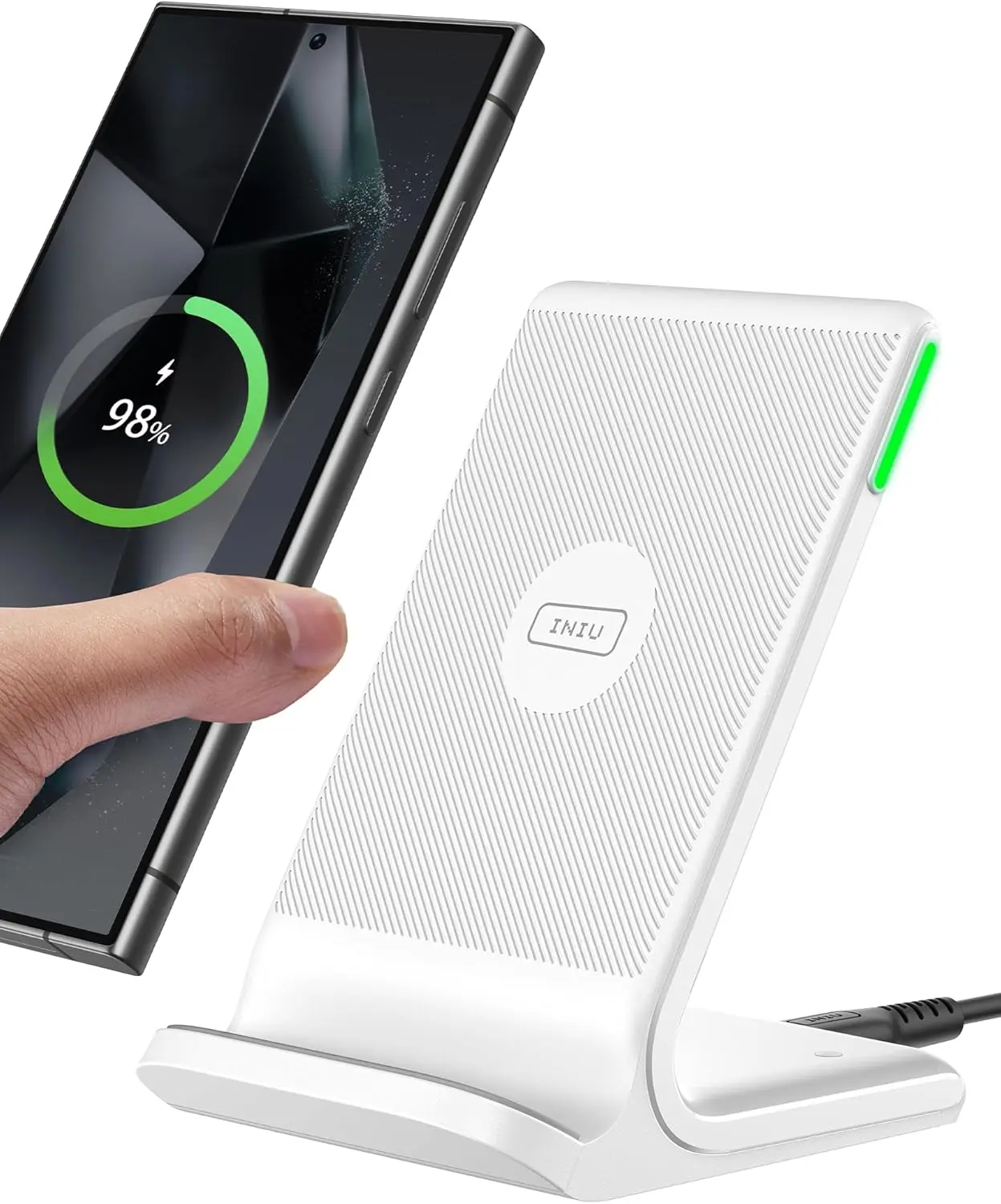 

15W Fast Wireless Charging Stand, Compatible with iPhone 16 15 14 13 12 Pro, Samsung Galaxy S24 S23 S22, Google Pixel, and More