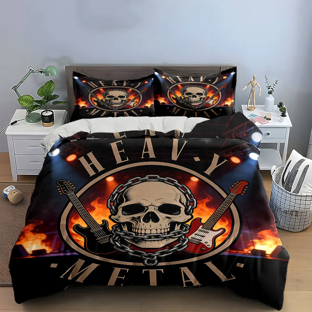 

Heavy Metal Guitar Decor Set Soft Comfortable Duvet Cover Bedding Set Included 1*Duvet Cover & 2*Pillowcases, gift