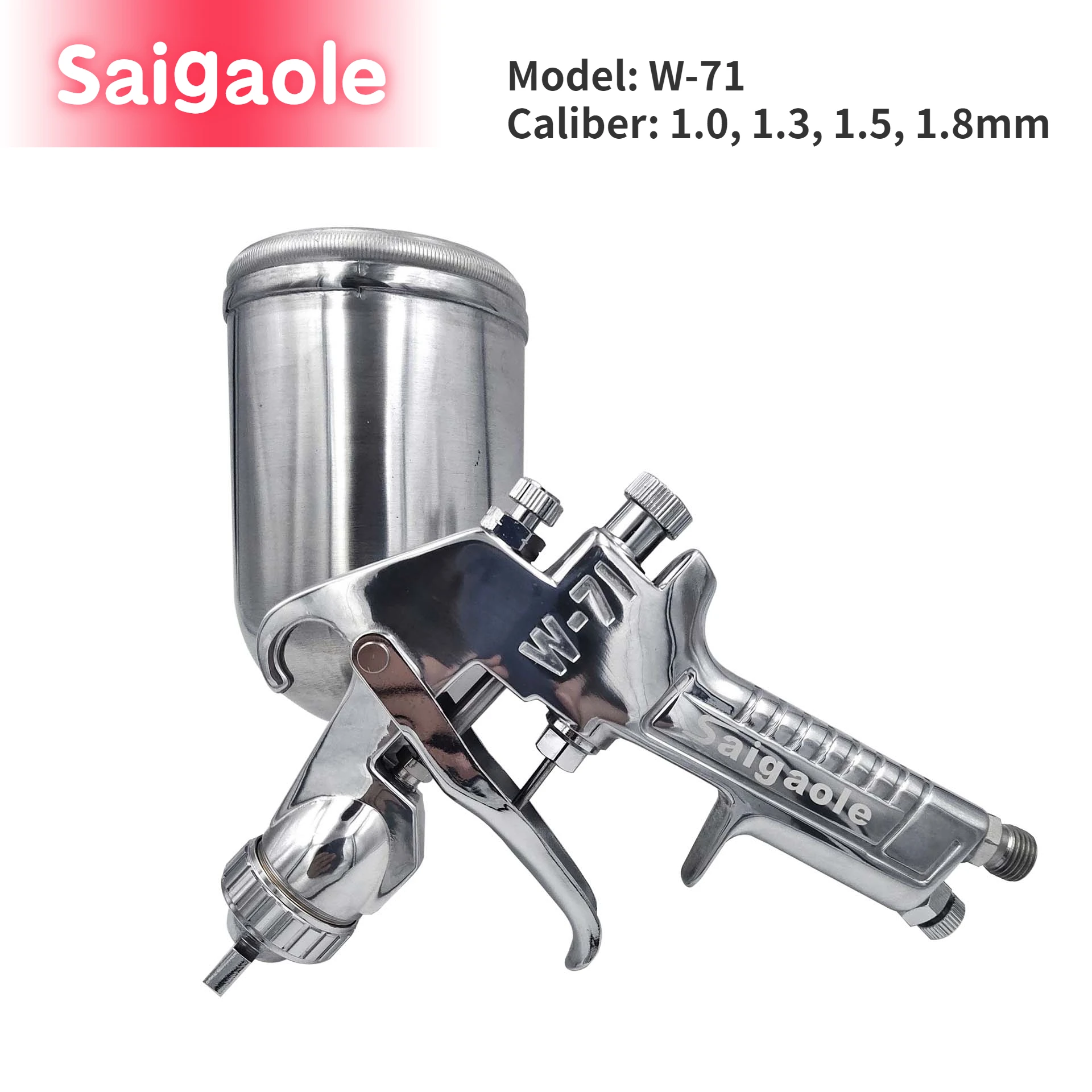 

Saigaole spray gun W-71 atomization Large caliber Upper and lower cans Latex paint spray gun Furniture car Pneumatic tools