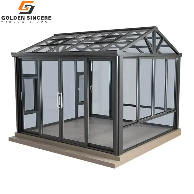 Modern Aluminum Alloy Glass House with Slanted Roof for GS Mobile Terrace Sunroom Garden Patio Yard