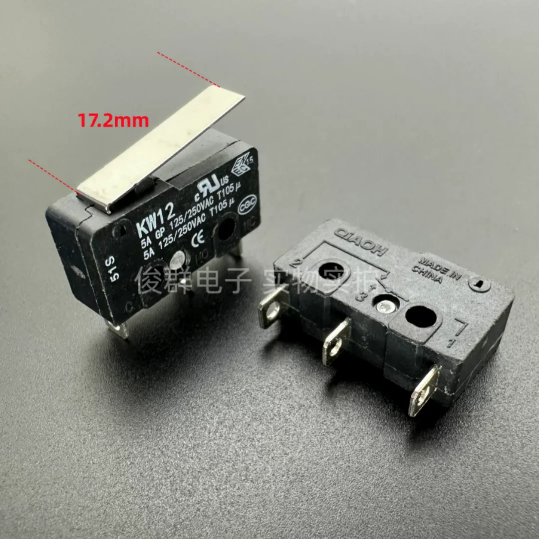 QIAOH micro switch KW12 tactile button travel limit detection reset lever 3-pin 5A