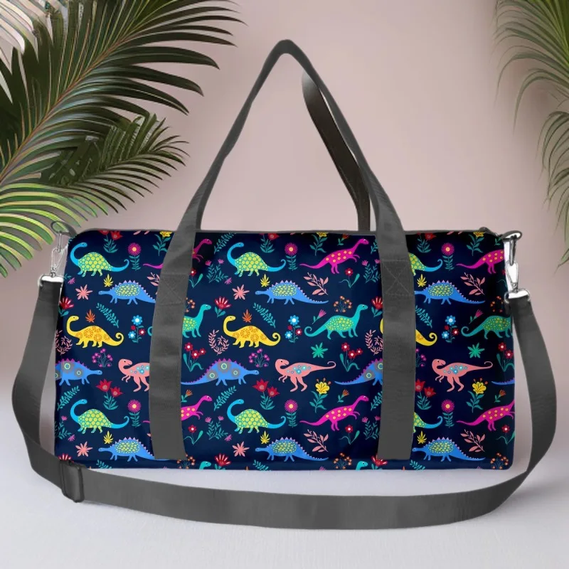 

Classic Popular Funny Novelty dinosaur 3D Printed Travel Bags Barrel Shape Crossbody Bag Outdoor Sports Bags Gym Yoga Bag