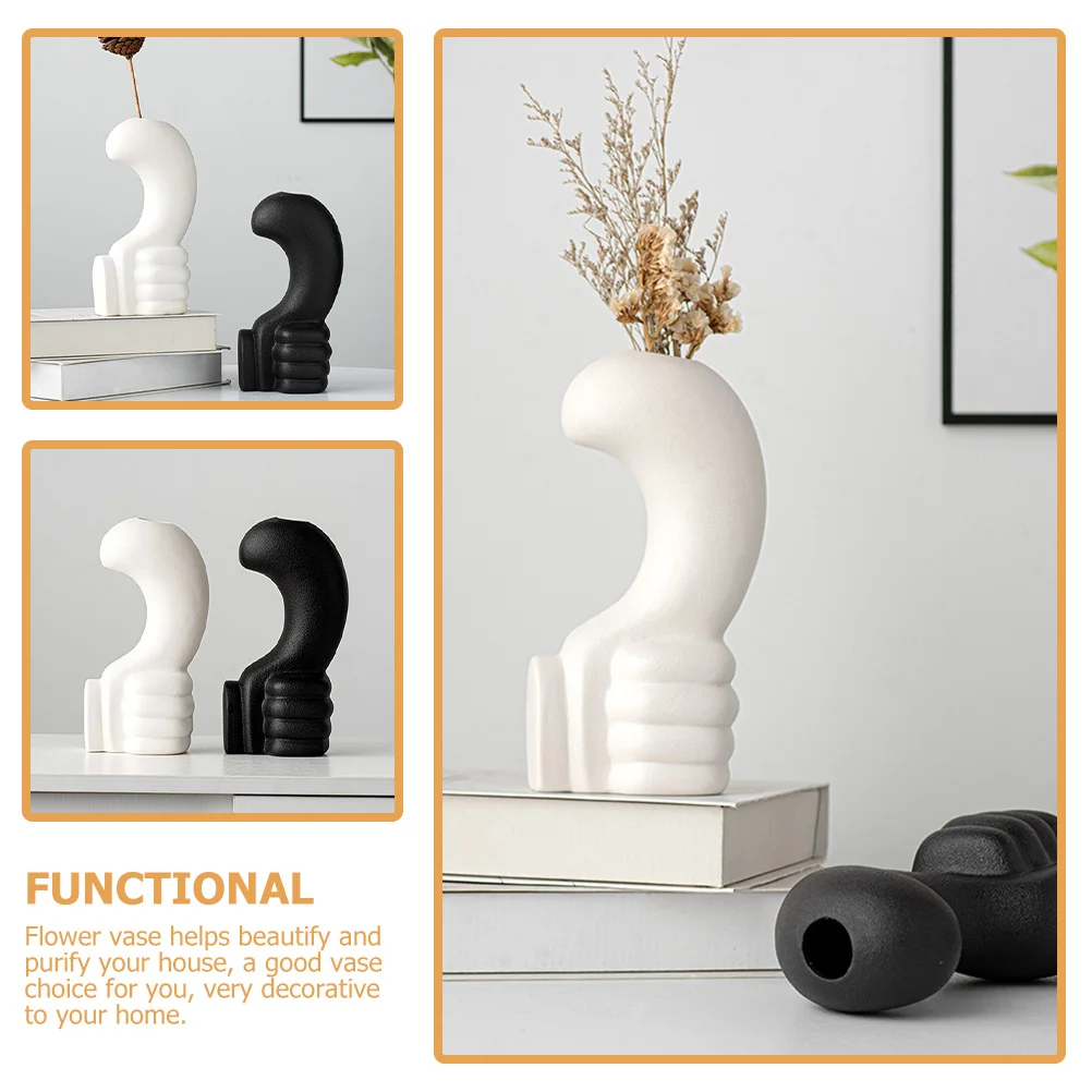 

Vases Hand for Flowers Ceramic Holder Floral Desktop Shaped Decorative Small Arrangement