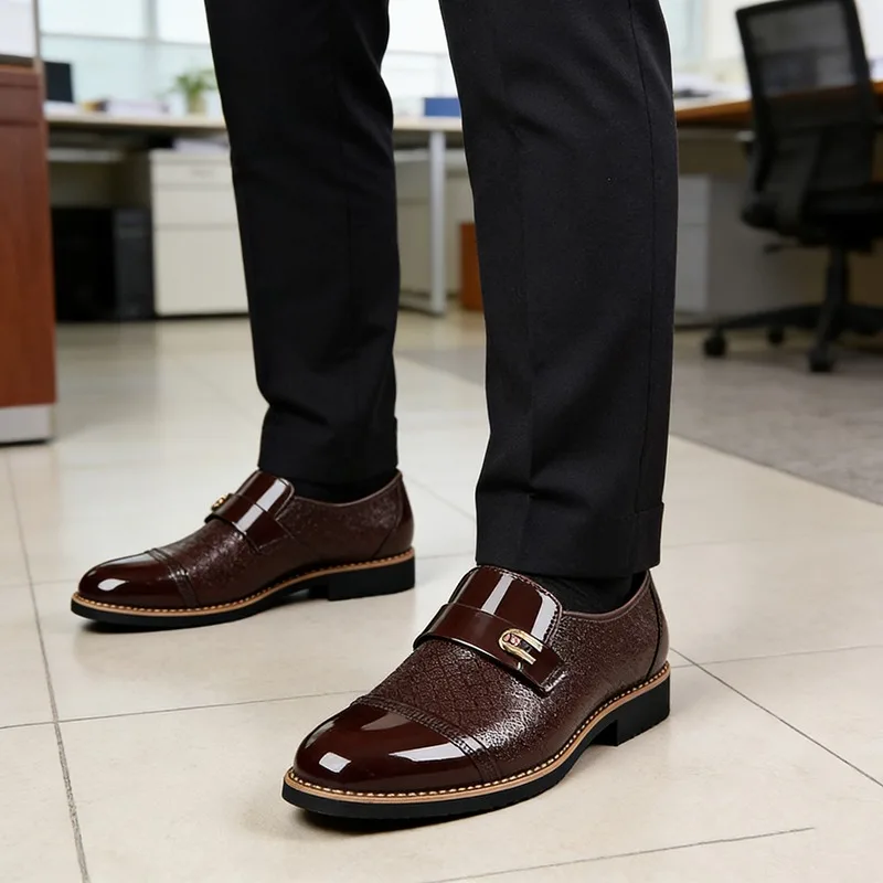 

1 пара нескользящих мужских туфель с острым носком, дышащая деловая модельная повседневная кожаная обувь, новая обувь в британском стиле, размер 39-45