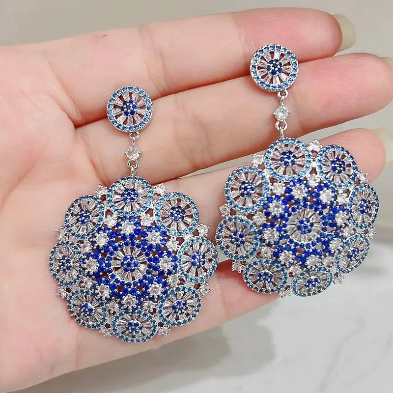 Bilincolor Blue Flower Luxury Earring for Women