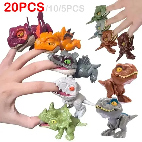 20-5 pièces drôle doigt mordre dinosaure tyrannosaure modèle jouets pour enfants articulations mobiles Simulation dinosaure morsure doigts jouets cadeau