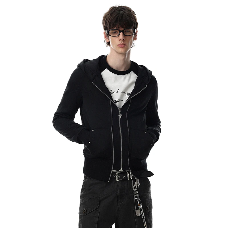 LUZHEN 2026 New Trendy Double Layer Fake Two Piece Design Hoodies Coat Men's Fashion Handsome Solid Color Street Clothes JY8921