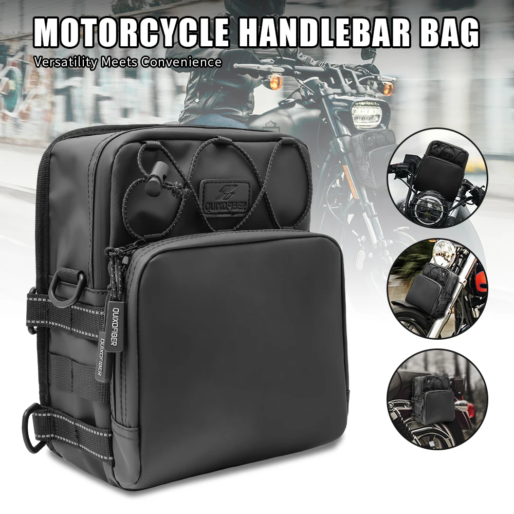 Universal Motorcycle Handlebar Bag, Waterproof Storage Bag Detachable Shoulder Strap, Multi-functional Motorcycle Tool Bag