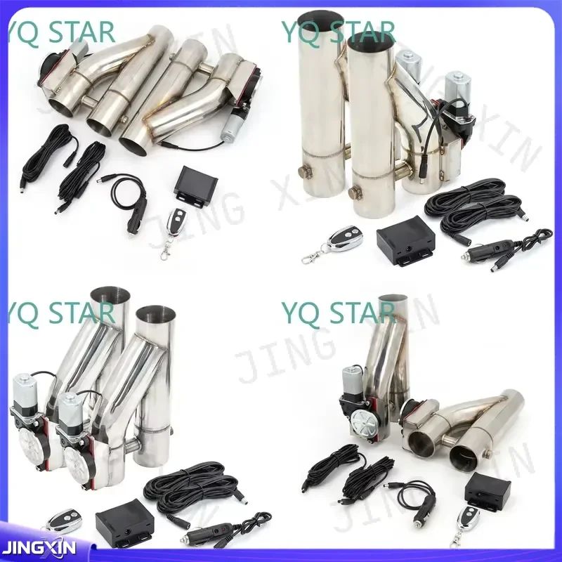 Custom for Universal 2Pcs Electric Exhaust Cutout Kit 2 2.25 2.5 3 Inch Double Valve Dump Pipe with Wireless Remote Control