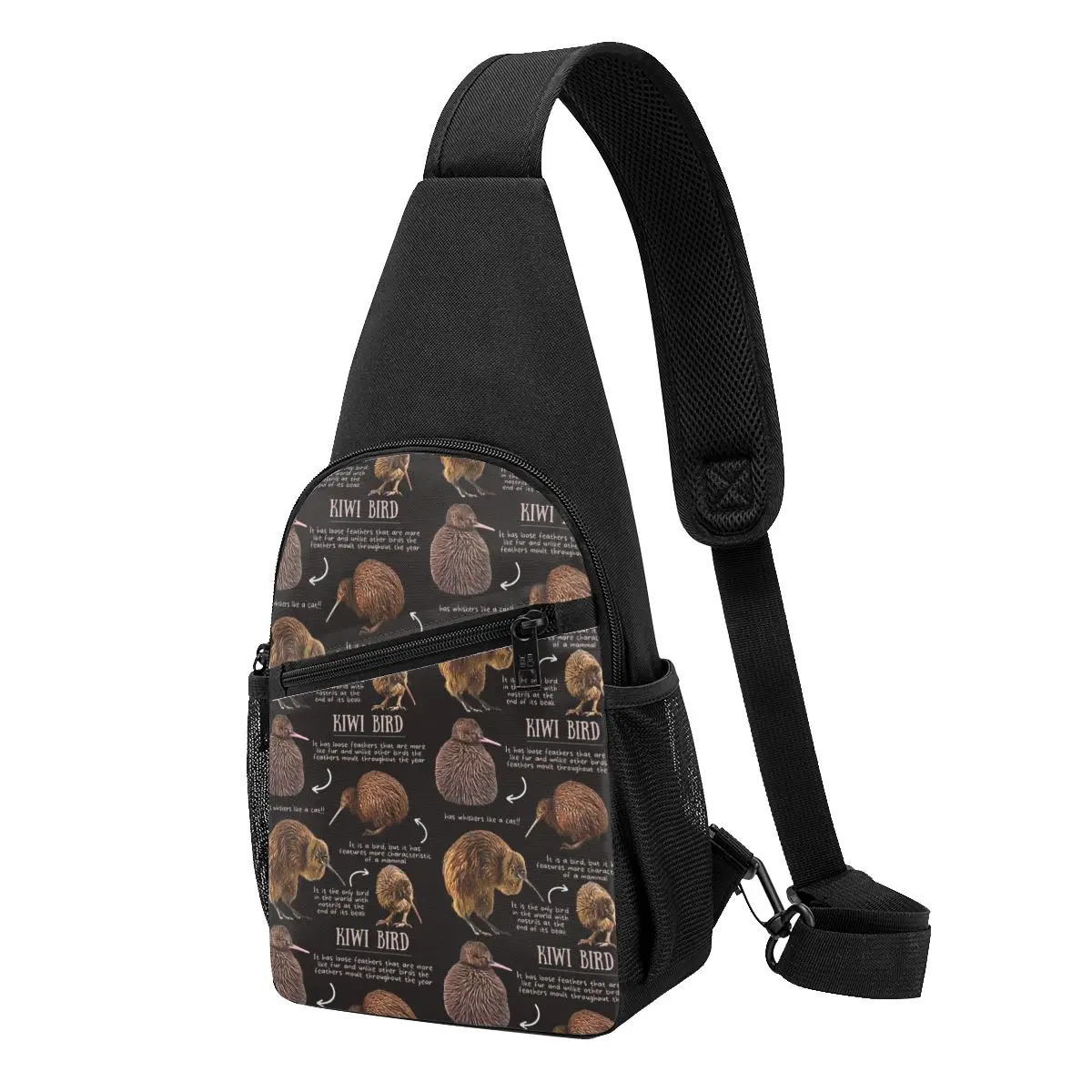

Kiwi Bird Fun Facts Chest Bag Men Sling Crossbody Backpack Chest Bag Travel Hiking Daypack Shoulder Bag