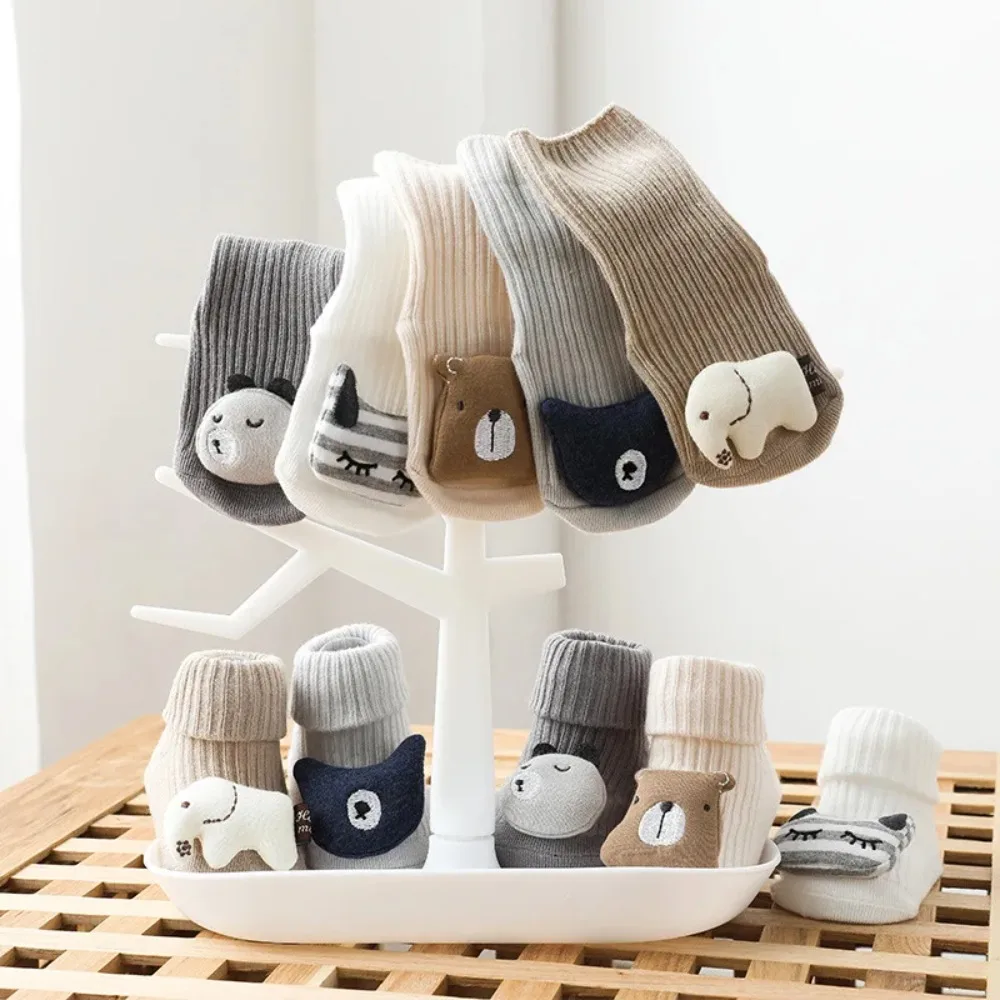Newborn 3D Cartoon Doll Baby Socks Non Slip Cotton Floor Socks Soft Elastic Toddler Boys Girls Spring Autumn Indoor Accessories