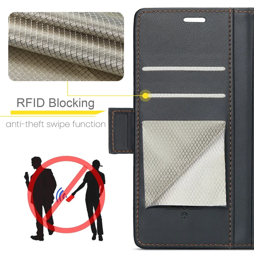 Magnetic Flip Cover Leather Card Holder Wallet For Samsung Galaxy S26 S25 FE S24 Ultra Plus A56 A16 Case RFID Protection Funda