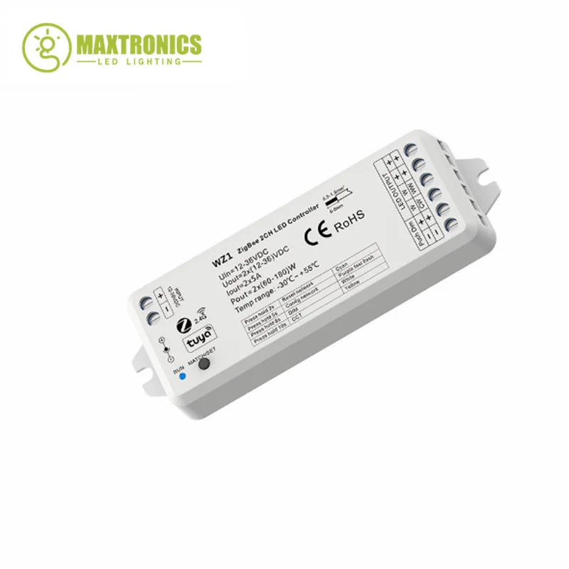 WZ1 Zigbee o RF 2CH Led Controller DC12-36V 24V TUYA APP Cloud telecomando Wireless 2 canali per nastro Cct monocolore