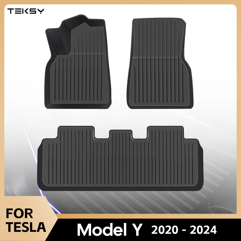 For Tesla Model Y 2021-2024 Floor Mat Left and Right Hand Drive TPE Carpet Waterproof Weather-resistant Foot Pads Mats