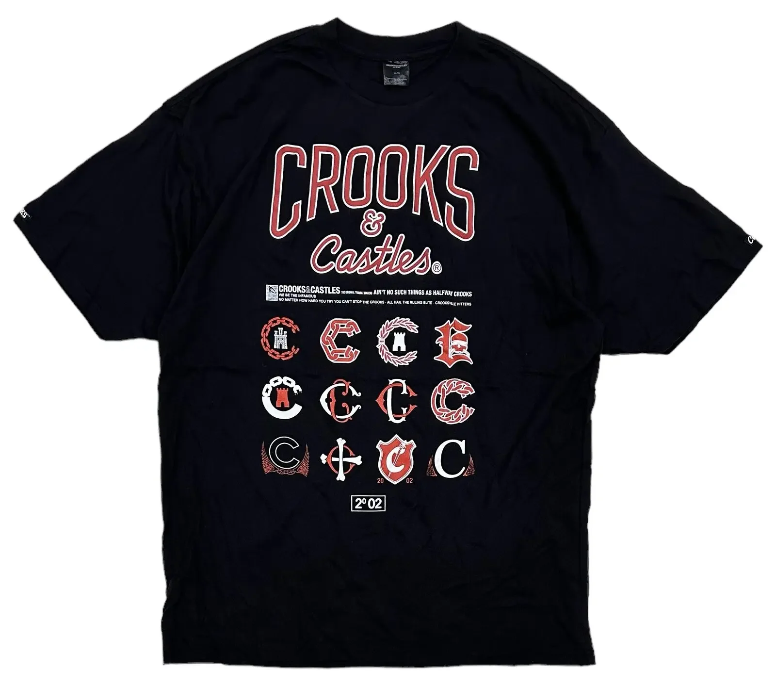 

Crooks & Castles Men's Collage Logo Relaxed Fit Tee T-Shirt In X-Large Black