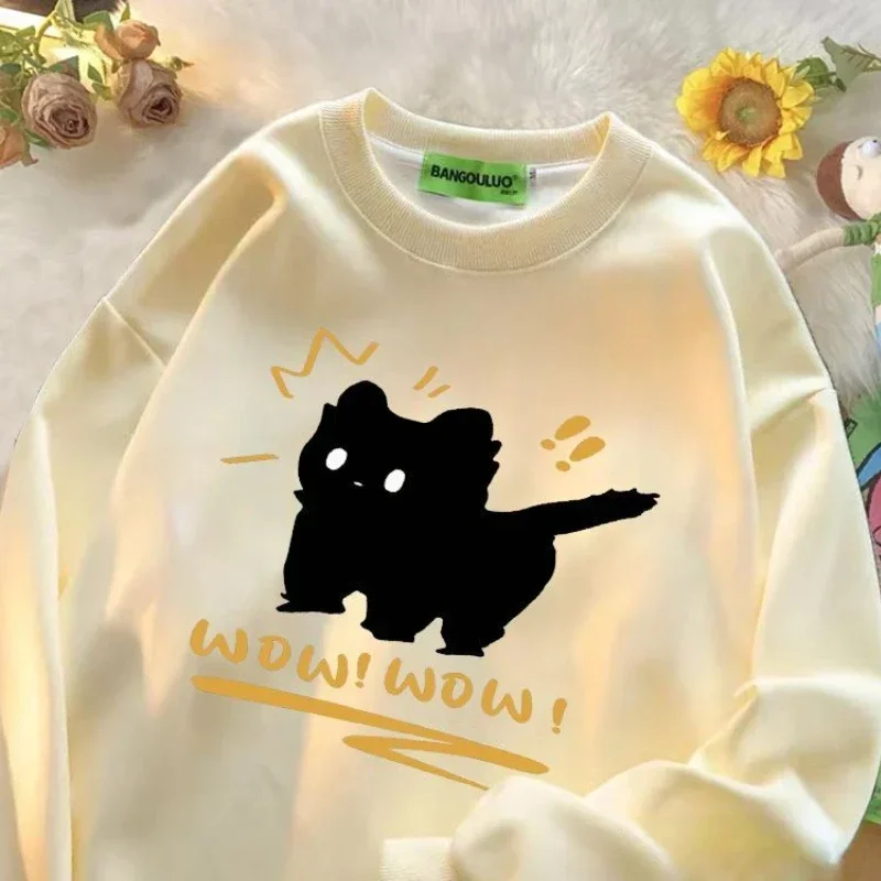 Sudadera cálida de moda coreana para hombre y mujer, Jersey holgado Vintage Y2k, ropa de calle con gráfico de gato Kawaii, Invierno