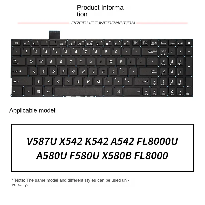 replace suit for ASUS V587U X542 K542 A542 FL8000U A580U F580U X580B UQ8550 Laptop keyboard