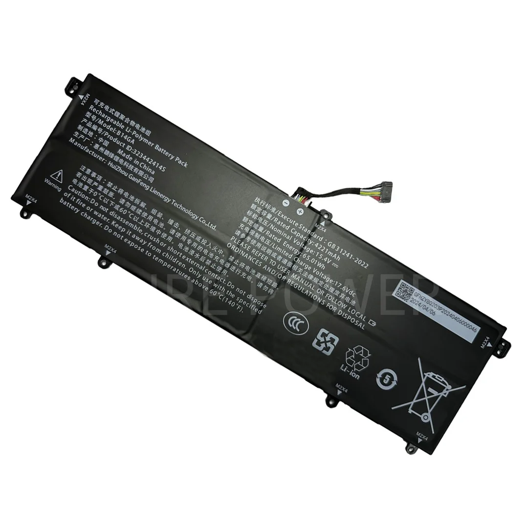 New Laptop Battery B14GA 15.4V 65.01WH 4221mAh High Quality Durable For RTDPART B14GA 323442414S
