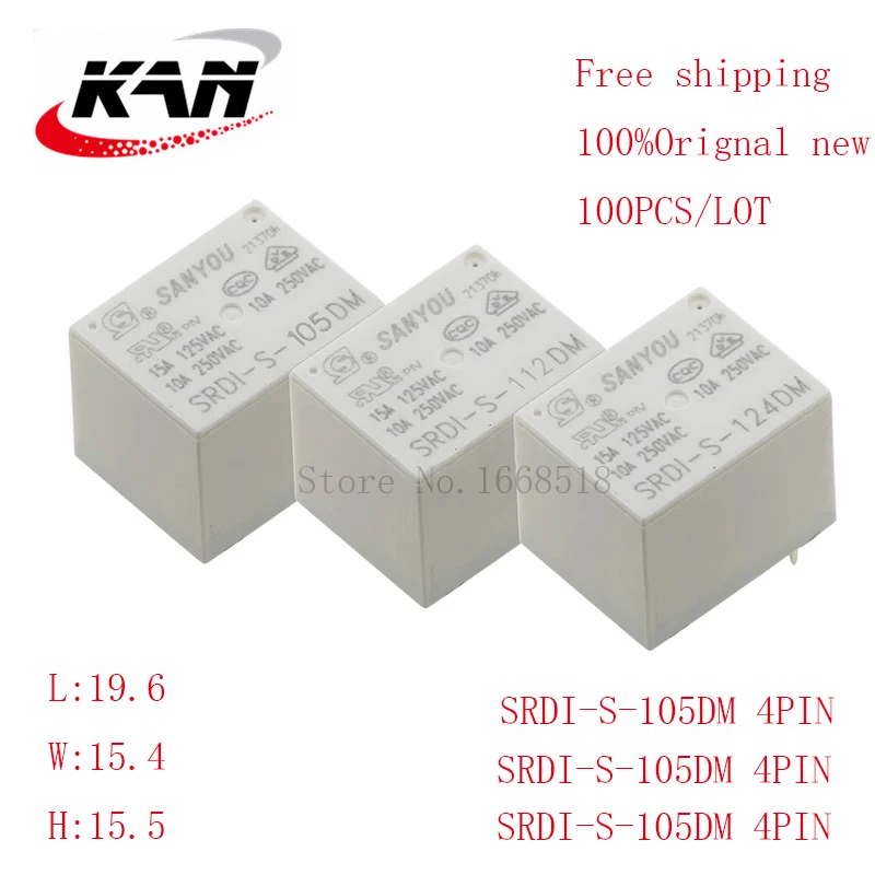 

Free shipping 100pcs Power relay SRDI-S-105DM SRDI-S-112DM SRDI-S-124DM 5VDC 12VDC 24VDC 10A 250VAC 4PIN Original New