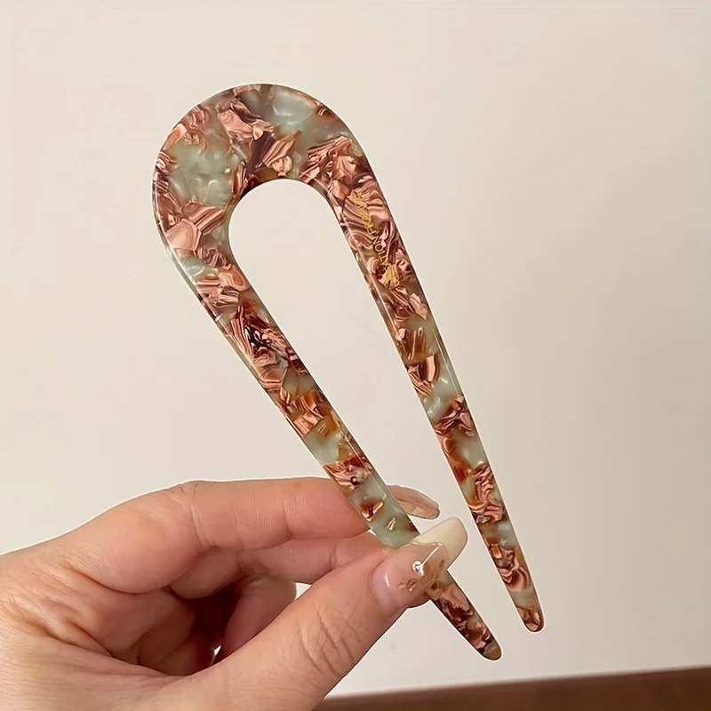 Elegante französische U-förmige Haarnadel, Retro-Haarklammer für Mädchen, geeignet für dickes Haar – Detail 6