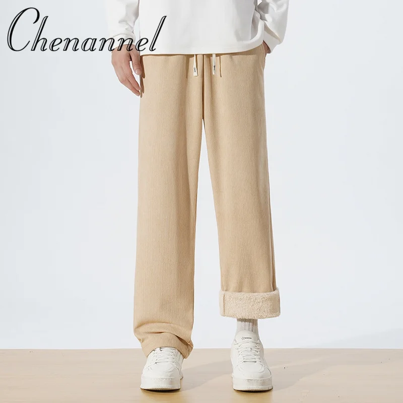 

Men's Corduroy Sweatpants, Basic Wide Leg Pants Trendy Brand Loose Straight Leg Casual Trousers